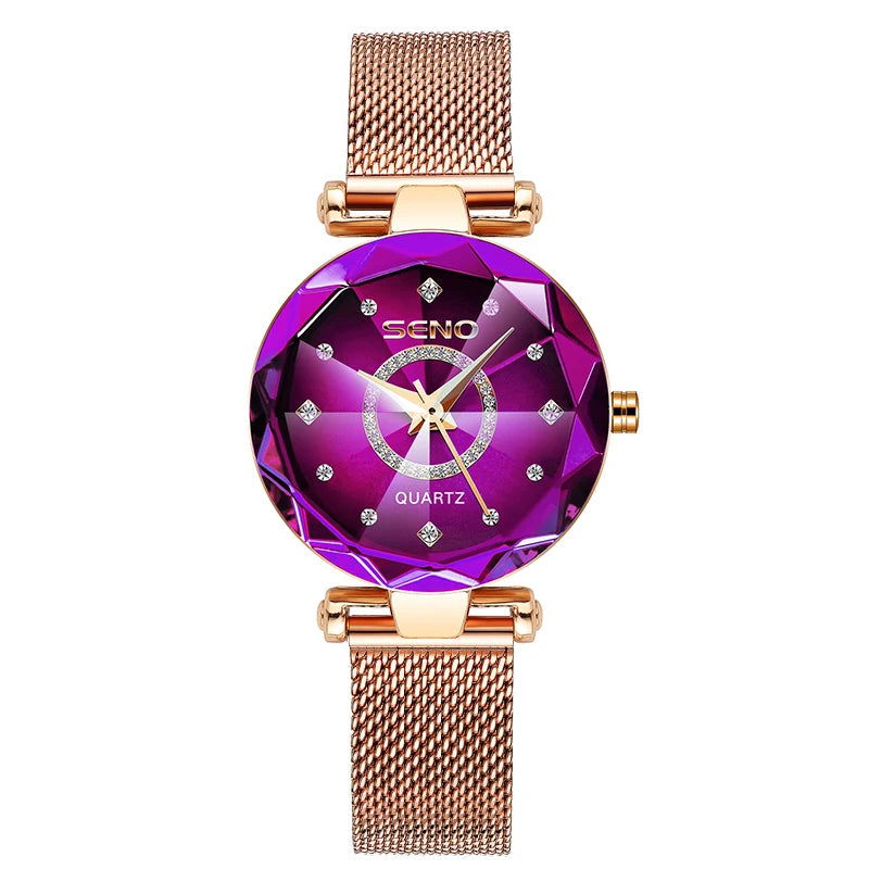 SENO Ocean Star Women Crystal Watch 2024 Top Brand Luxury Rose Gold Women Bracelet Watch for Ladies Wrist Watch Relogio Feminino - CHRISTDEST GLOBAL SERVICE