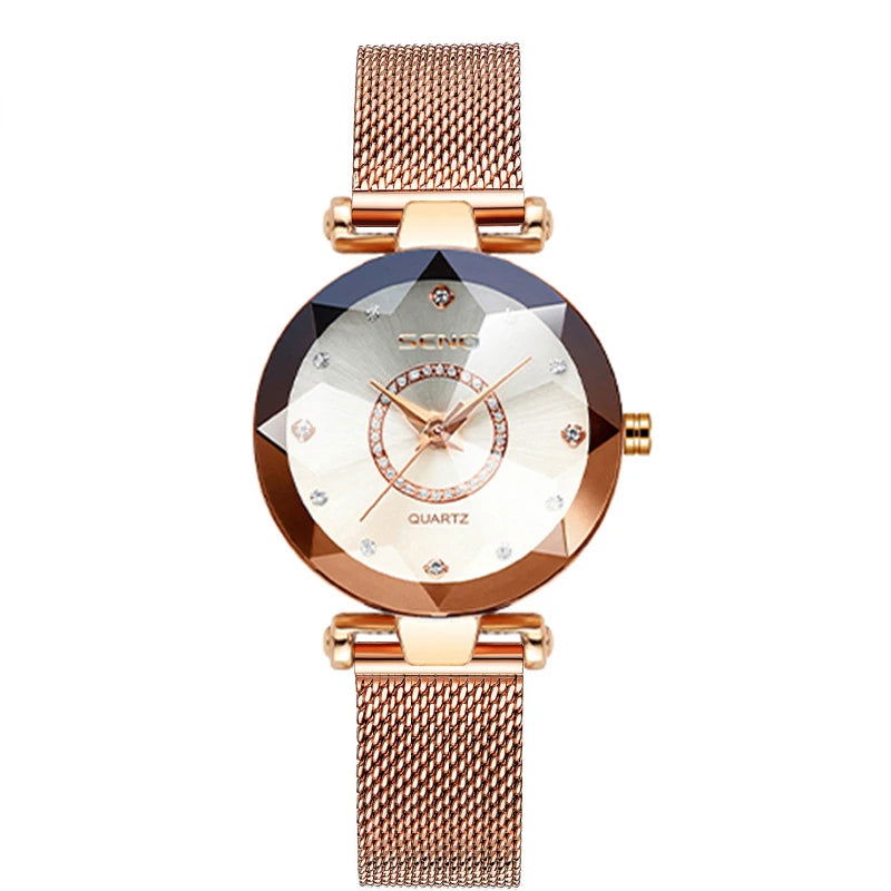 SENO Ocean Star Women Crystal Watch 2024 Top Brand Luxury Rose Gold Women Bracelet Watch for Ladies Wrist Watch Relogio Feminino - CHRISTDEST GLOBAL SERVICE