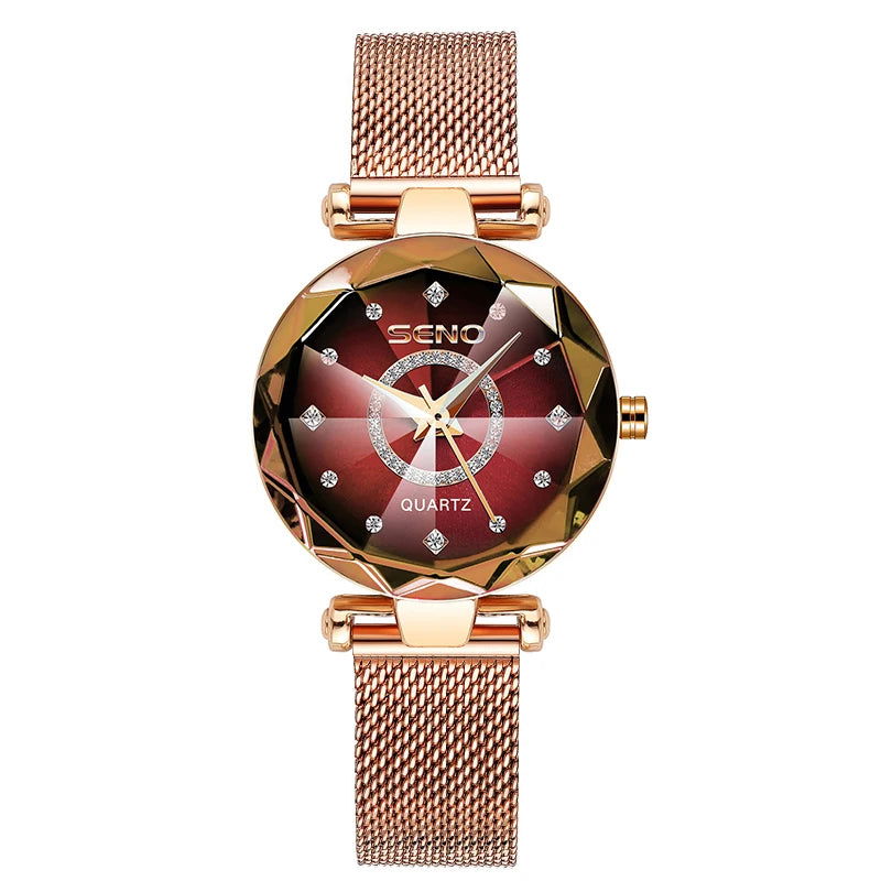 SENO Ocean Star Women Crystal Watch 2024 Top Brand Luxury Rose Gold Women Bracelet Watch for Ladies Wrist Watch Relogio Feminino - CHRISTDEST GLOBAL SERVICE