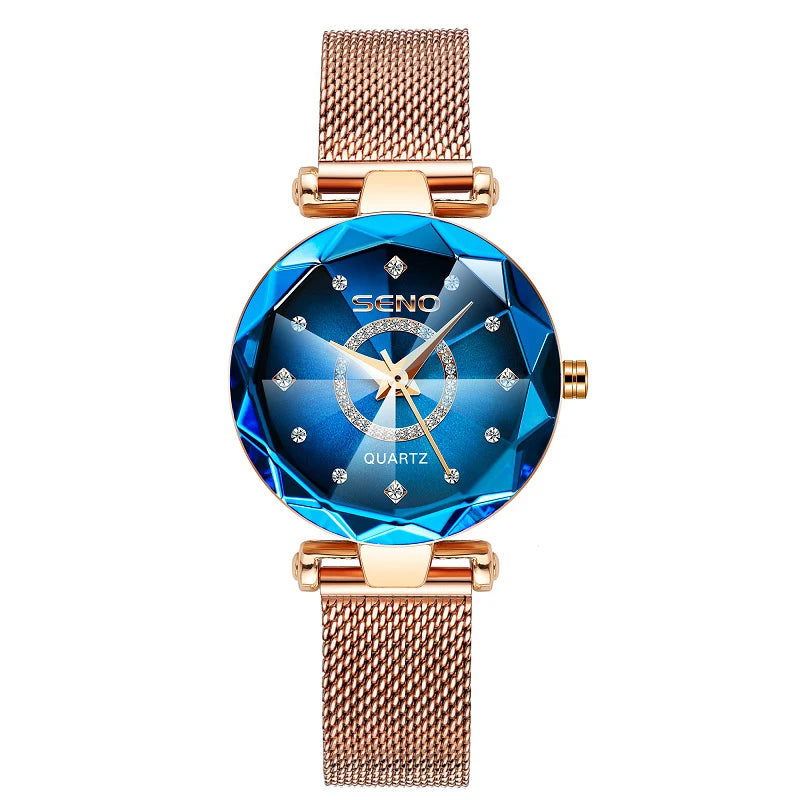 SENO Ocean Star Women Crystal Watch 2024 Top Brand Luxury Rose Gold Women Bracelet Watch for Ladies Wrist Watch Relogio Feminino - CHRISTDEST GLOBAL SERVICE