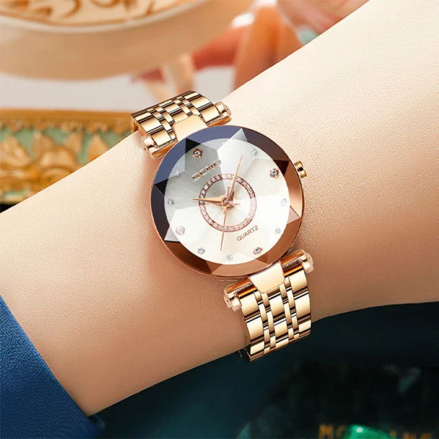 SENO Ocean Star Women Crystal Watch 2024 Top Brand Luxury Rose Gold Women Bracelet Watch for Ladies Wrist Watch Relogio Feminino - CHRISTDEST GLOBAL SERVICE