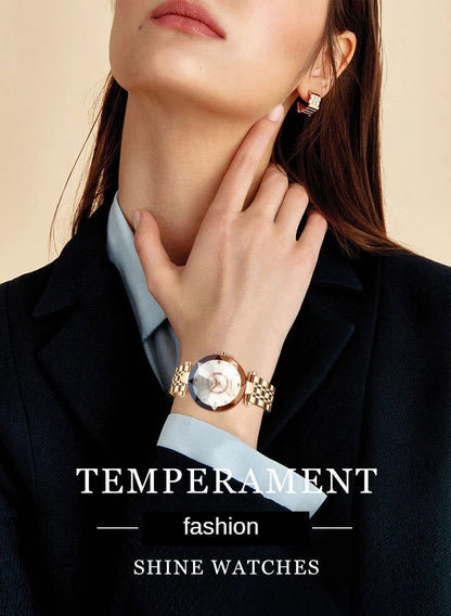 SENO Ocean Star Women Crystal Watch 2024 Top Brand Luxury Rose Gold Women Bracelet Watch for Ladies Wrist Watch Relogio Feminino - CHRISTDEST GLOBAL SERVICE