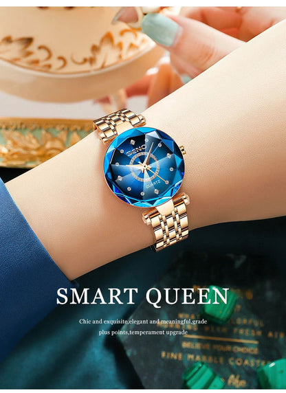 SENO Ocean Star Women Crystal Watch 2024 Top Brand Luxury Rose Gold Women Bracelet Watch for Ladies Wrist Watch Relogio Feminino - CHRISTDEST GLOBAL SERVICE