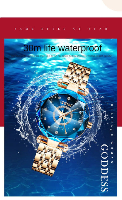 SENO Ocean Star Women Crystal Watch 2024 Top Brand Luxury Rose Gold Women Bracelet Watch for Ladies Wrist Watch Relogio Feminino - CHRISTDEST GLOBAL SERVICE
