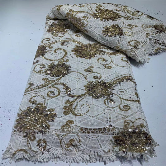 Sequin Lace Water Soluble Embroidered Lace Evening Wedding Dress Fabric - CHRISTDEST GLOBAL SERVICE