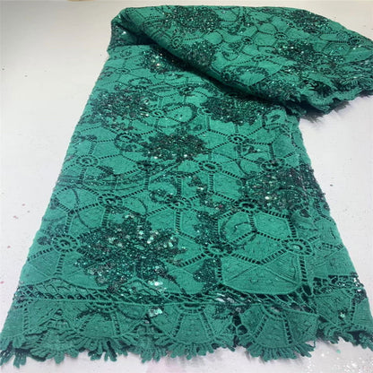 Sequin Lace Water Soluble Embroidered Lace Evening Wedding Dress Fabric - CHRISTDEST GLOBAL SERVICE