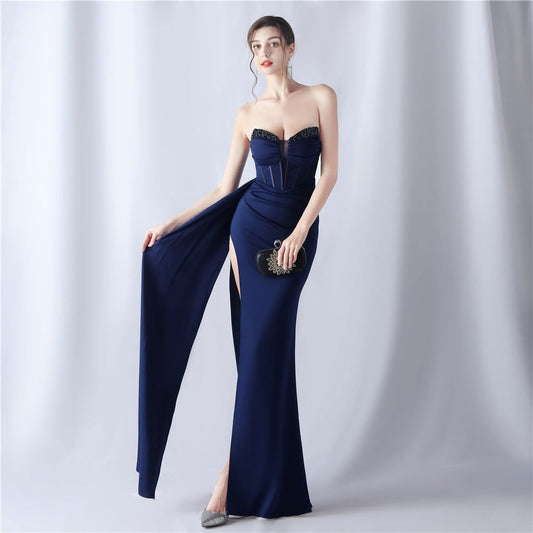 Shaping Fishbone Waist-tight Heavy Industry Beads High-end Evening Dress - CHRISTDEST GLOBAL SERVICE