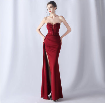Shaping Fishbone Waist-tight Heavy Industry Beads High-end Evening Dress - CHRISTDEST GLOBAL SERVICE