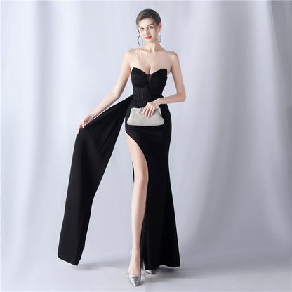 Shaping Fishbone Waist-tight Heavy Industry Beads High-end Evening Dress - CHRISTDEST GLOBAL SERVICE