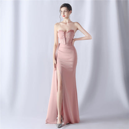 Shaping Fishbone Waist-tight Heavy Industry Beads High-end Evening Dress - CHRISTDEST GLOBAL SERVICE