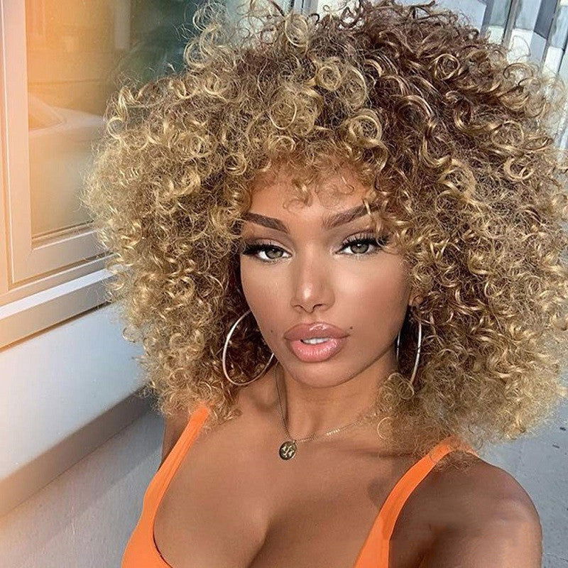 Short Curly Hair African Small Curly Ladies Afro Chemical Fiber Headgear - CHRISTDEST GLOBAL SERVICE