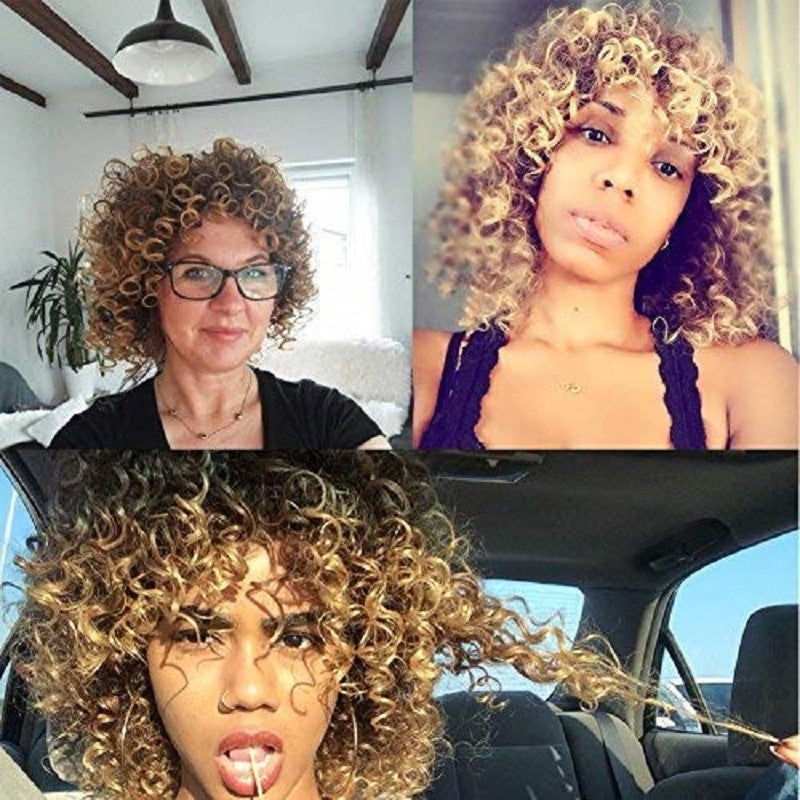 Short Curly Hair African Small Curly Ladies Afro Chemical Fiber Headgear - CHRISTDEST GLOBAL SERVICE