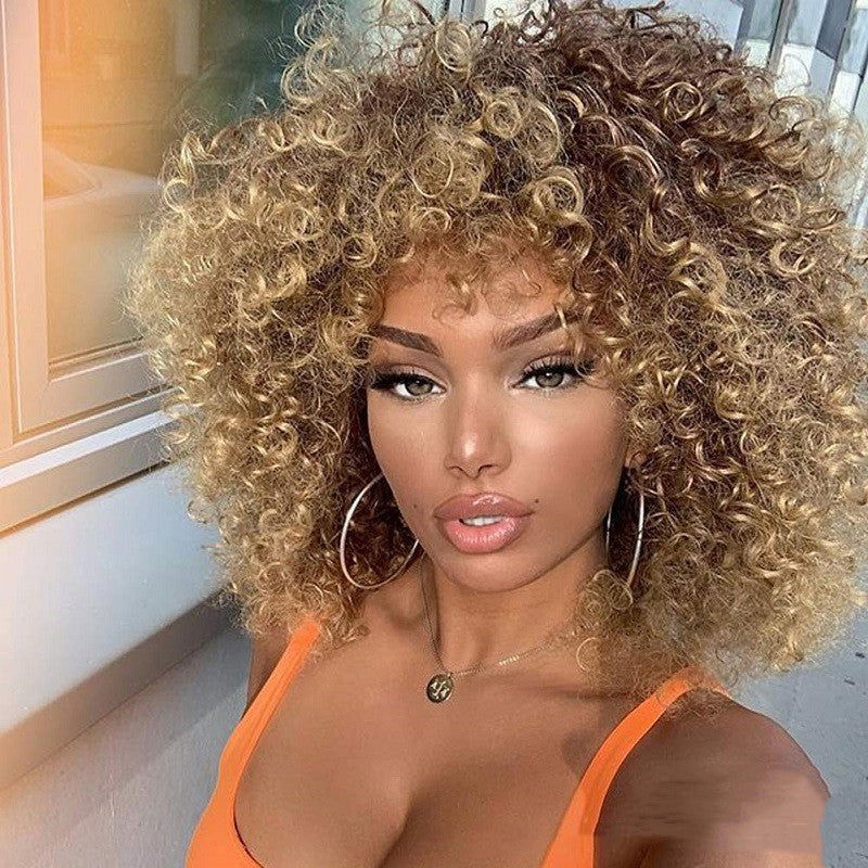 Short Curly Hair African Small Curly Ladies Afro Chemical Fiber Headgear - CHRISTDEST GLOBAL SERVICE