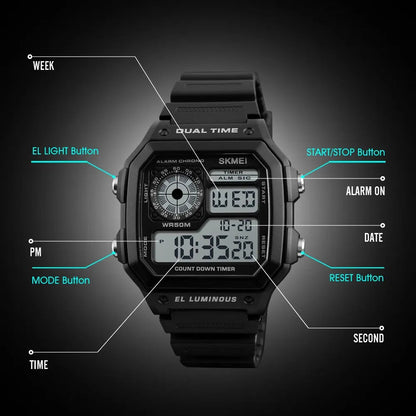 Skmei Top Brand Countdown Sport Watches Mens Multifunction Stopwatch 5bar Waterproof Alarm Clock Back Light Digital Wristwatch - CHRISTDEST GLOBAL SERVICE