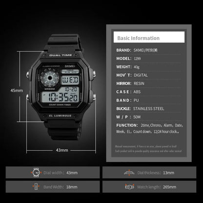 Skmei Top Brand Countdown Sport Watches Mens Multifunction Stopwatch 5bar Waterproof Alarm Clock Back Light Digital Wristwatch - CHRISTDEST GLOBAL SERVICE