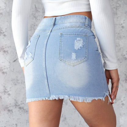 Slim-fit Ripped Denim Skirt For Women - CHRISTDEST GLOBAL SERVICE