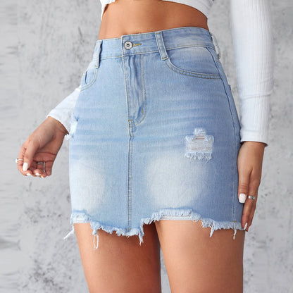 Slim-fit Ripped Denim Skirt For Women - CHRISTDEST GLOBAL SERVICE