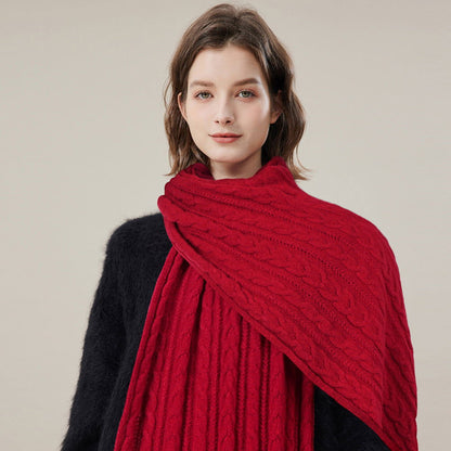 Solid Color Scarf For Women Winter Warm Fashion Versatile  Shawl Korean Style Sweet Knitted Woolen Long Scarf - CHRISTDEST GLOBAL SERVICE