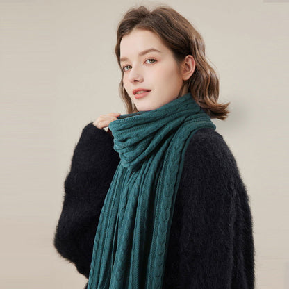 Solid Color Scarf For Women Winter Warm Fashion Versatile  Shawl Korean Style Sweet Knitted Woolen Long Scarf - CHRISTDEST GLOBAL SERVICE