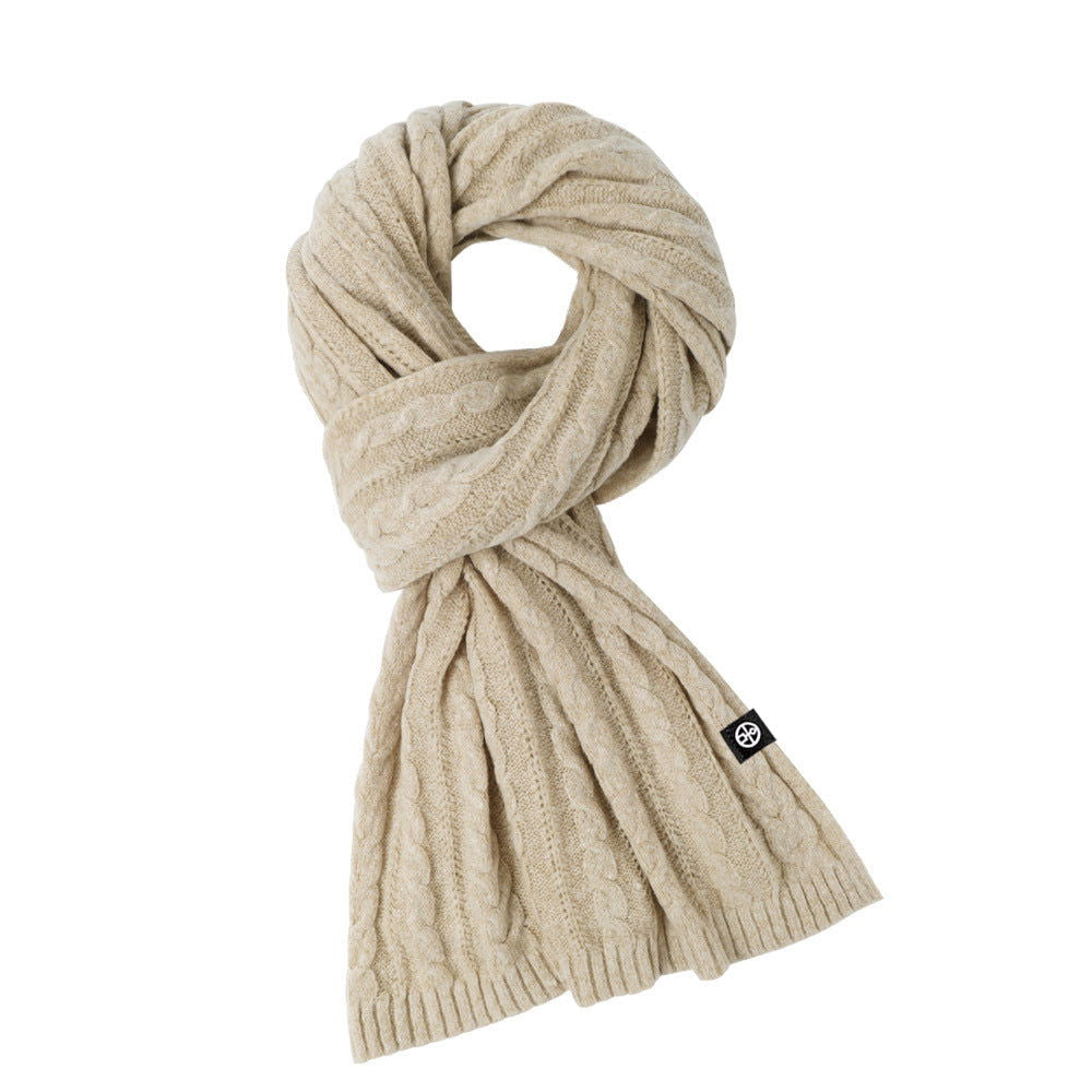 Solid Color Scarf For Women Winter Warm Fashion Versatile  Shawl Korean Style Sweet Knitted Woolen Long Scarf - CHRISTDEST GLOBAL SERVICE