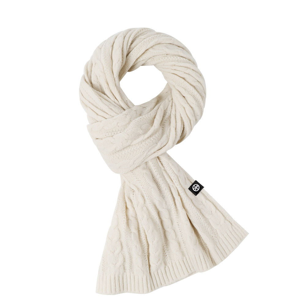 Solid Color Scarf For Women Winter Warm Fashion Versatile  Shawl Korean Style Sweet Knitted Woolen Long Scarf - CHRISTDEST GLOBAL SERVICE