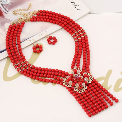 South African Wedding Jewelry Set Bridal Necklace Bracelet Two Piece Set - CHRISTDEST GLOBAL SERVICE