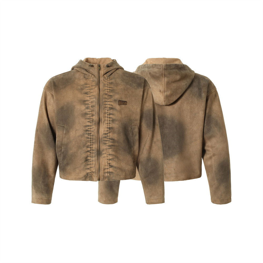 Spray Painting Old Dirty Hooded Coat Trendy Punk Beggar Style - CHRISTDEST GLOBAL SERVICE