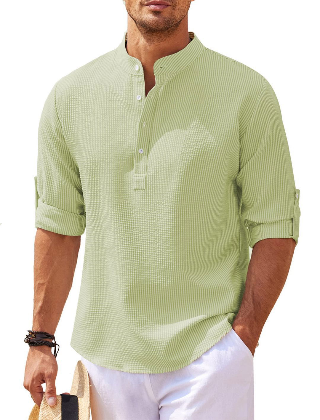 Stand Collar Button Shirt Summer Pineapple Texture Shirt Casual Top Men's Clothing - CHRISTDEST GLOBAL SERVICE