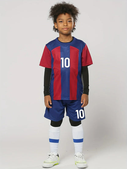 Summer 4-14 Year Old Boys and Girls Football Top Short Sleeve+Shorts Comfortable and Breathable Children's Sports Set - CHRISTDEST GLOBAL SERVICE