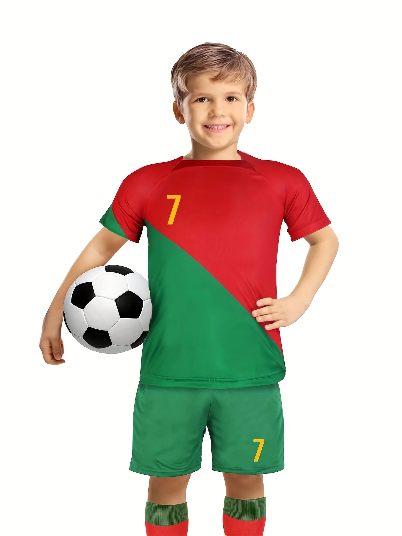 Summer 4-14 Year Old Boys and Girls Football Top Short Sleeve+Shorts Comfortable and Breathable Children's Sports Set - CHRISTDEST GLOBAL SERVICE