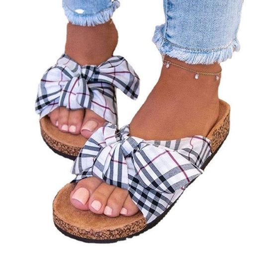 Summer Ladies Support Shoes Bowknot Flat Bottom Leopard Print African Sandals - CHRISTDEST GLOBAL SERVICE