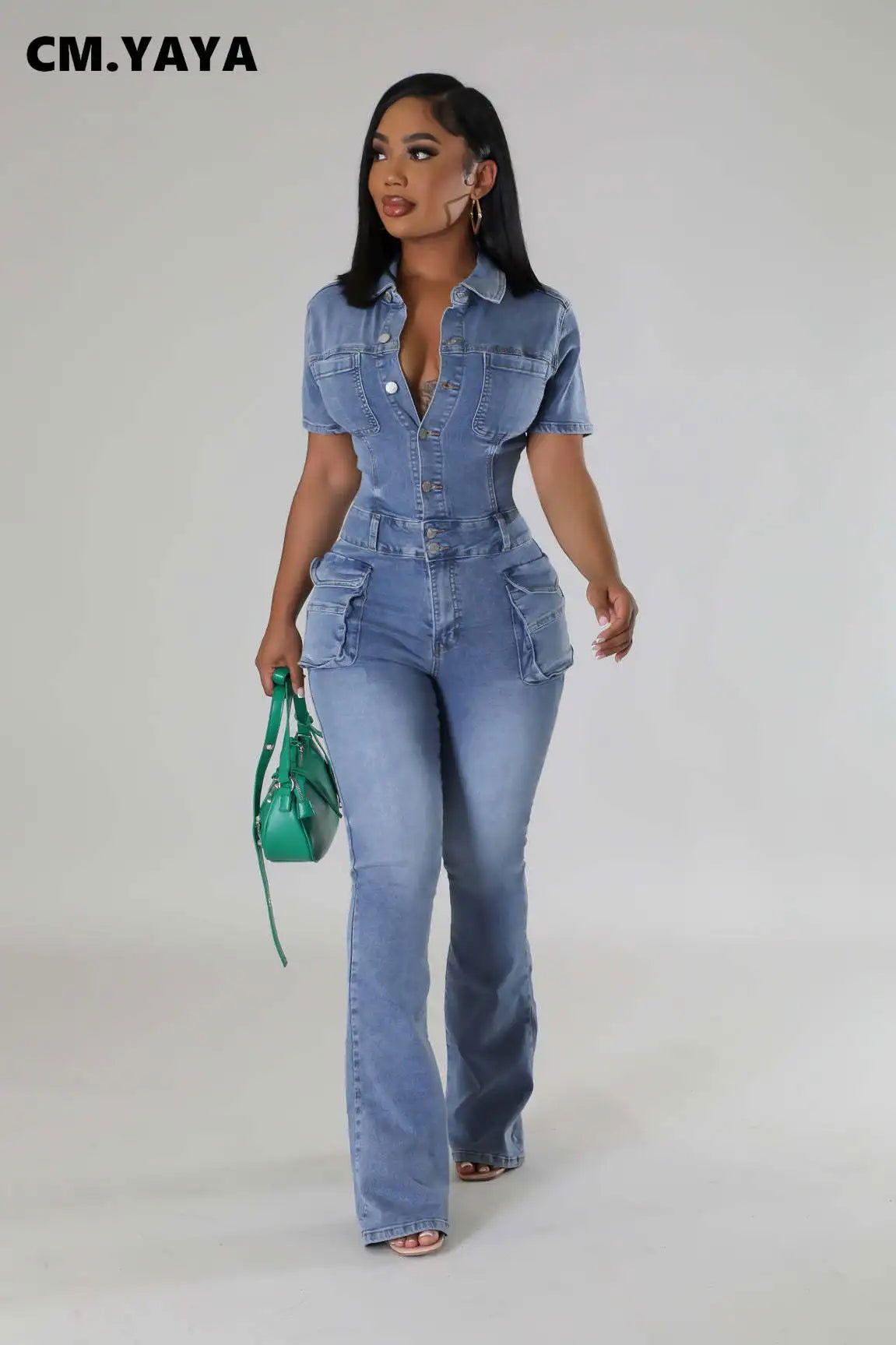 Summer Women’s Jumpsuits Short Sleeve High Waist Slim Fit Elastic - CHRISTDEST GLOBAL SERVICE