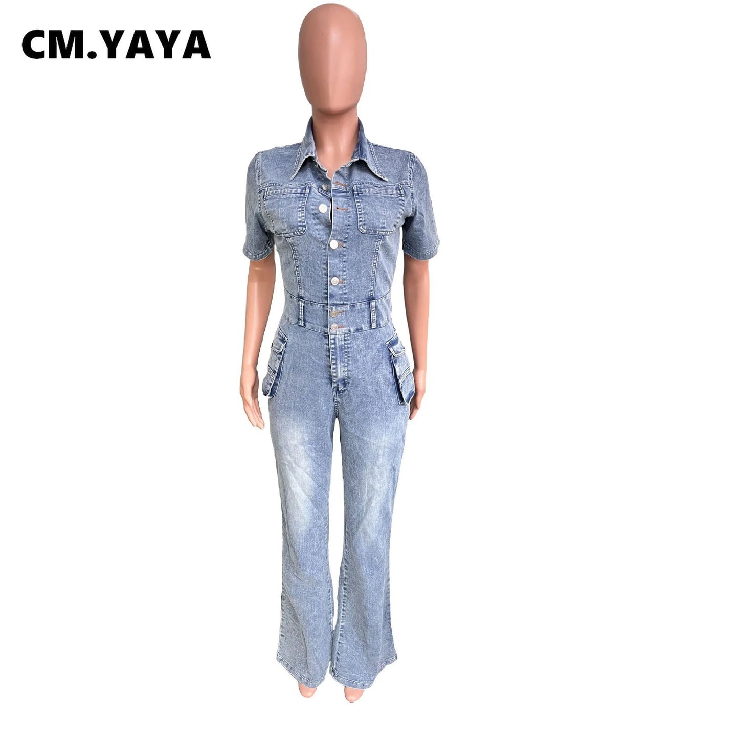 Summer Women’s Jumpsuits Short Sleeve High Waist Slim Fit Elastic - CHRISTDEST GLOBAL SERVICE