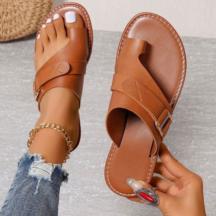 Summer new women's shoes with toe covers fashionable flat heels and casual women's sandals and slippers - CHRISTDEST GLOBAL SERVICE