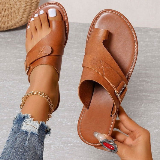 Summer new women's shoes with toe covers fashionable flat heels and casual women's sandals and slippers - CHRISTDEST GLOBAL SERVICE