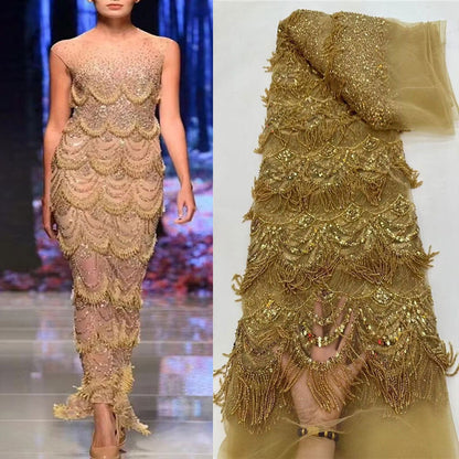Tassel Bead Tube Lace Fabric Wedding Dress - CHRISTDEST GLOBAL SERVICE