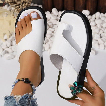 Thick-soled Clip Toe Flat Slippers Outdoor Summer Casual Solid Color Slides Shoes For Women - CHRISTDEST GLOBAL SERVICE