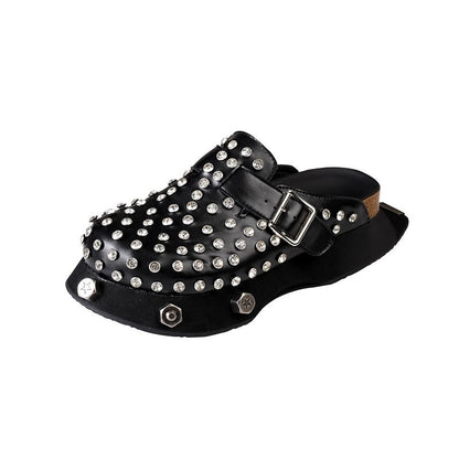 Thick soled retro half slippers made of genuine leather, one foot toe toe slippers for women to wear externally - CHRISTDEST GLOBAL SERVICE