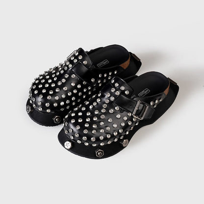 Thick soled retro half slippers made of genuine leather, one foot toe toe slippers for women to wear externally - CHRISTDEST GLOBAL SERVICE
