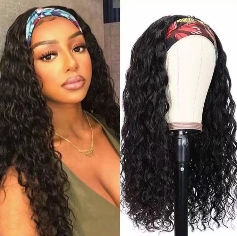 Turban Wig European Beauty Long Curly Hair Corn Perm Chemical Fiber Hair Band Wig Cover - CHRISTDEST GLOBAL SERVICE