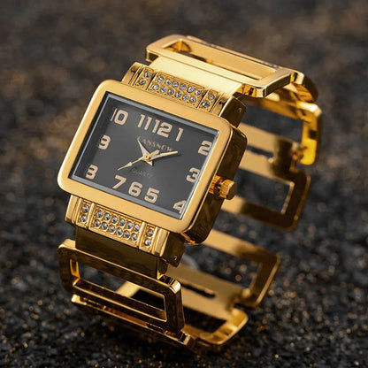 UTHAI W112 Fashion Women's Watch Luxury Ladies Gold Silver Bracelet Watches Exquisite Personality Rectangle dial Clock Gift - CHRISTDEST GLOBAL SERVICE