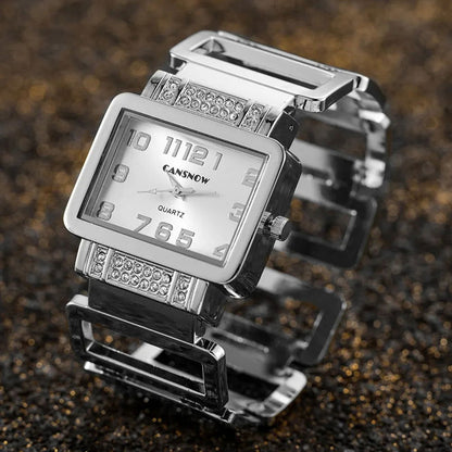 UTHAI W112 Fashion Women's Watch Luxury Ladies Gold Silver Bracelet Watches Exquisite Personality Rectangle dial Clock Gift - CHRISTDEST GLOBAL SERVICE