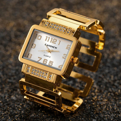 UTHAI W112 Fashion Women's Watch Luxury Ladies Gold Silver Bracelet Watches Exquisite Personality Rectangle dial Clock Gift - CHRISTDEST GLOBAL SERVICE