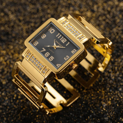 UTHAI W112 Fashion Women's Watch Luxury Ladies Gold Silver Bracelet Watches Exquisite Personality Rectangle dial Clock Gift - CHRISTDEST GLOBAL SERVICE