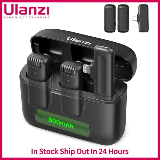 Ulanzi J12 Wireless Lavalier Microphone Lapel Microphones Set Short Video Recording Mini Mic For iPhone Android Live Broadcast - CHRISTDEST GLOBAL SERVICE
