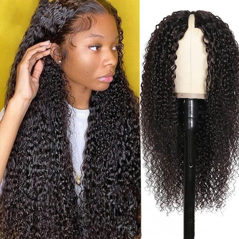 V-shaped Human Hair Curly Headband - CHRISTDEST GLOBAL SERVICE