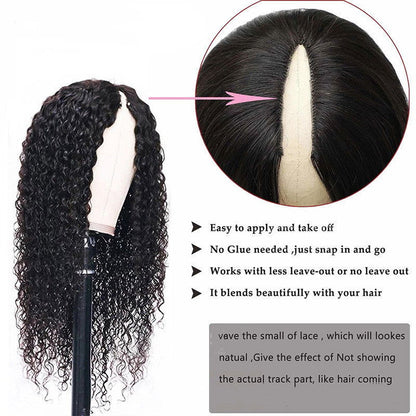 V-shaped Human Hair Curly Headband - CHRISTDEST GLOBAL SERVICE