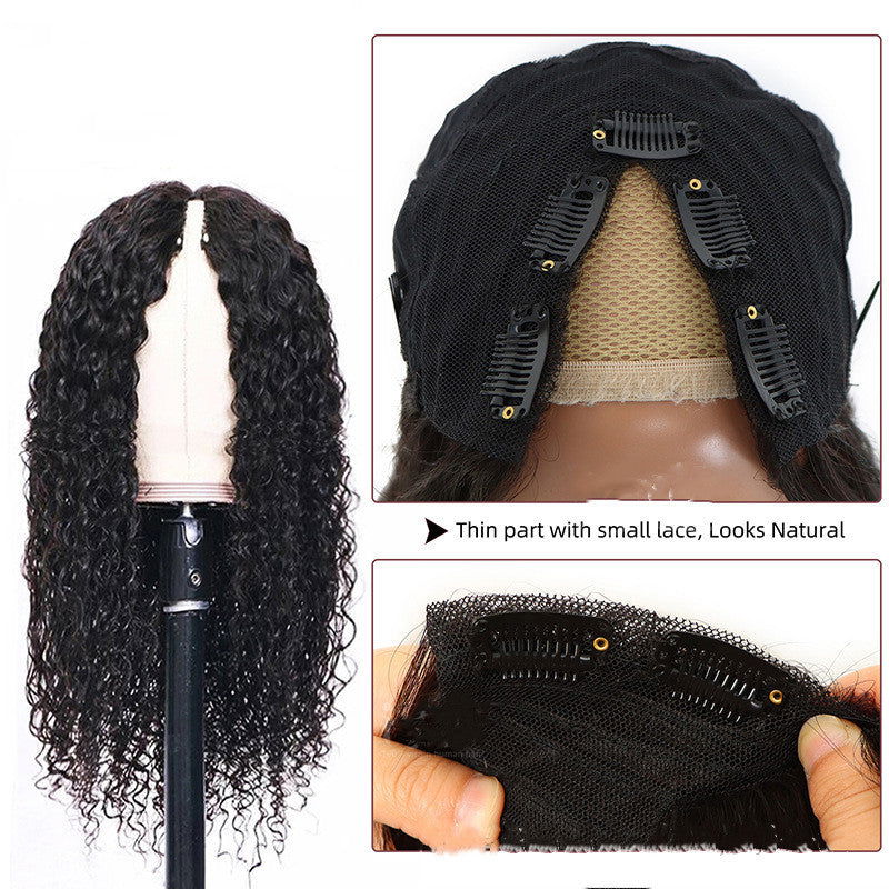 V-shaped Human Hair Curly Headband - CHRISTDEST GLOBAL SERVICE