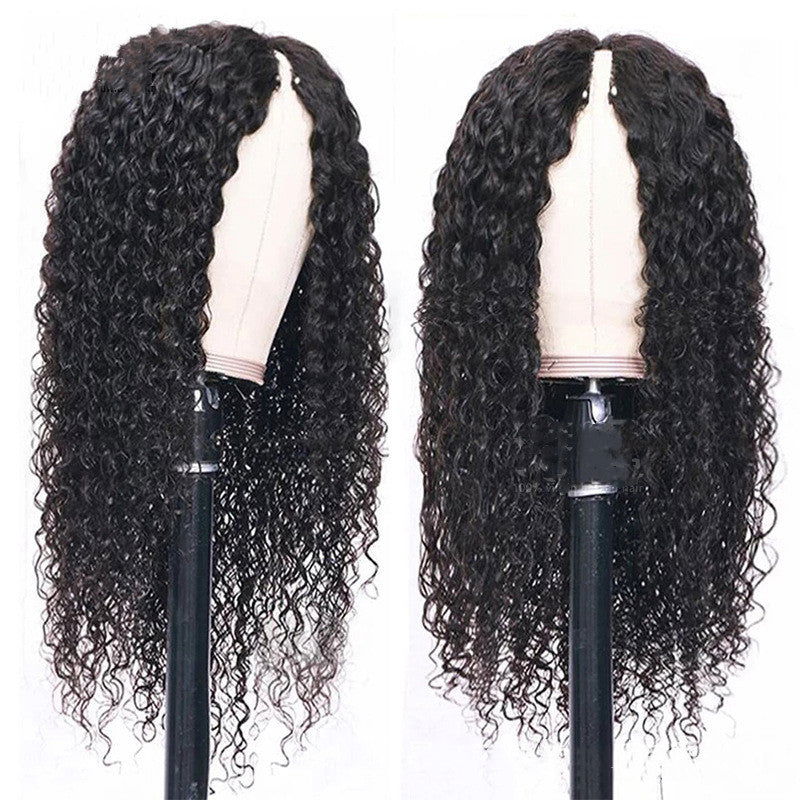 V-shaped Human Hair Curly Headband - CHRISTDEST GLOBAL SERVICE