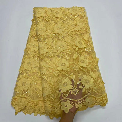 Water Soluble Lace With Sequins Embroidered Flower Texture Mesh Fabric - CHRISTDEST GLOBAL SERVICE